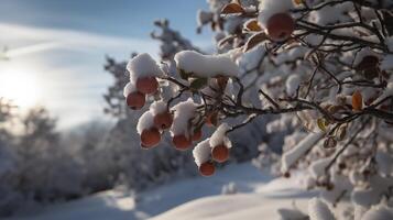 ai genererad vinter- landskap bakgrund foto