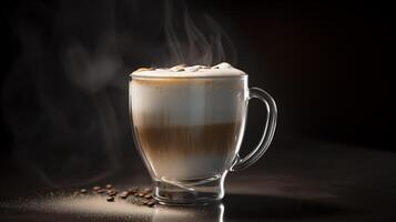 ai genererad realistisk kaffe i en glas kopp foto