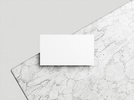 tom vit företag kort attrapp på marmor bakgrund 3d framställa illustration för falsk upp och design presentation. foto