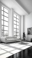 ai genererad modern minimalistisk levande rum interiör, ai foto
