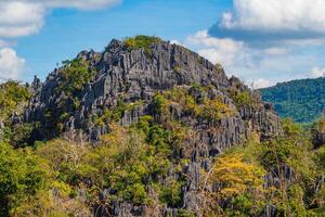 antenn panorama av thailands nationell parkera, där är en välkänd turist destination med visningar av de skog och kalksten berg. foto