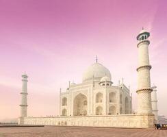 taj mahal på soluppgång solnedgång, agra, Indien foto