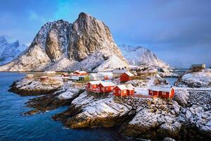 Hamnoy fiske by på lofoten öar, Norge foto