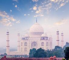 taj mahal på soluppgång solnedgång, agra, Indien foto