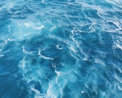ai genererad blå vatten hav textur, topp se foto