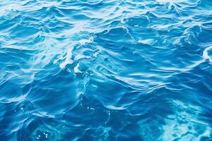ai genererad blå vatten hav textur, topp se foto