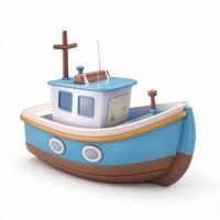 ai genererad färgrik tecknad serie leksak fiske båt illustration foto