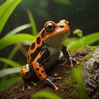 ai genererad vibrerande förgifta groda utforska naturens färgrik amfibier genererad förbi ai foto