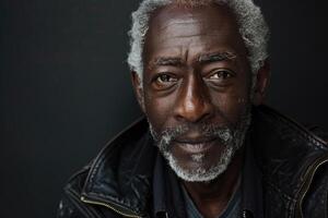 ai genererad porträtt av stilig äldre man med svart hud foto