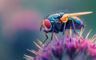 ai genererad en makro stänga upp av en husfluga foto