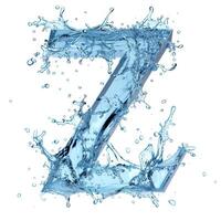ai genererad stänk av vatten tar de form av de brev z, representerar de begrepp av vätska typografi. foto