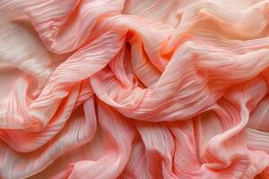 ai genererad abstrakt textil- trasa vågor blek rosa färgad, Linné tyg tapet bakgrund foto