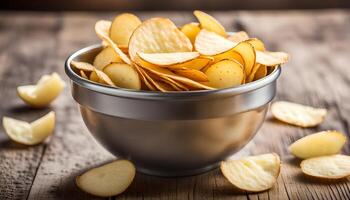 ai genererad potatis pommes frites i skål foto