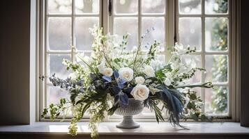 ai genererad blommig arrangemang med vinter, höst eller tidigt vår botanisk växter och blommor foto