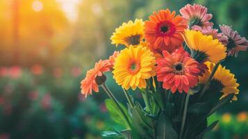 ai genererad färgrik gerbera blommor foto