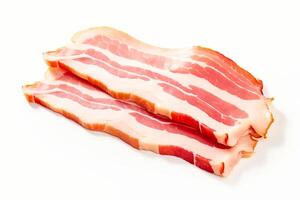 ai genererad rå bacon isolerat på vit bakgrund foto