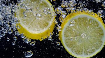 under vattnet av nyligen pressas sötad citronsaft kall uppfriskande dryck foto