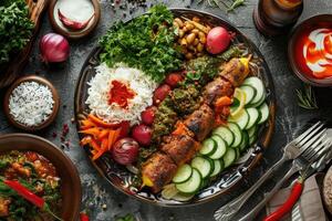ai genererad traditionell turkiska maträtter, topp se foto