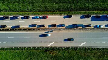 trafik sylt på motorväg a4 i Polen, antenn se foto