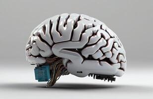 ai genererad artificiell intelligens hjärna isolerat på vit bakgrund foto