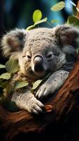 ai genererad koala sovande söt djur- vilda djur och växter Zoo foto
