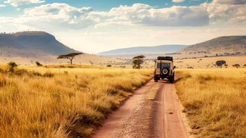 ai genererad safari äventyr i de afrikansk savann foto