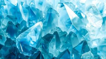 ai genererad levande närbild se av blå kristall formationer liknar is foto