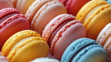 ai genererad rad av macaroons på vägg foto