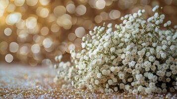 ai genererad stänga upp av bröllop ringa i bukett av blommor foto