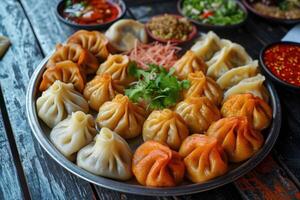 ai genererad kinesisk traditionell mat dumplings. asiatisk kök foto