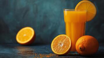 ai genererad stänga upp av en glas av orange juice foto
