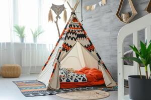 ai genererad indisk tält eller teepee för barn. foto