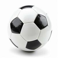 ai genererad svart och vit fotboll boll på vit bakgrund foto
