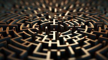 ai genererad abstrakt labyrint representerar de resa av problem lösning foto
