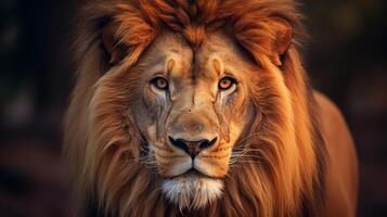 ai genererad detaljerad porträtt av en magnifik lejon foto