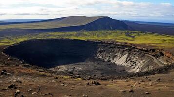 ai genererad majestätisk vulkanisk krater med dramatisk funktioner foto