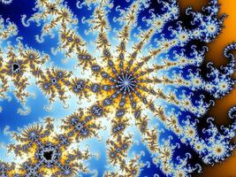 vacker zooma in i den oändliga matematiska mandelbrot set fractal. foto