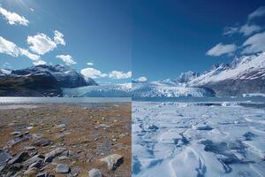 ai genererad klimat förändra smältande glaciärer snabbare professionell fotografi foto