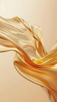 ai genererad abstrakt guld trasa flöt på en ljus beige bakgrund foto