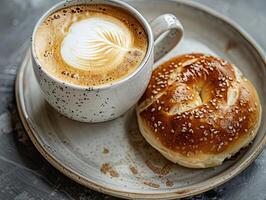 ai genererad en kopp av cappuccino med en bulle foto