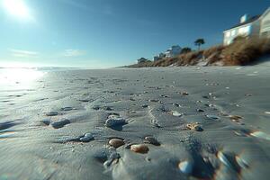 ai genererad strand sand med hav landskap professionell fotografi foto