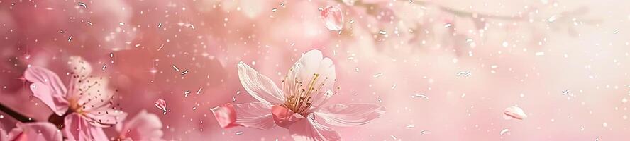 ai genererad ren vit blommor på en rosa bakgrund foto