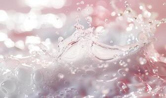 ai genererad körsbär blommar och naturlig kosmetisk i glas burk på vatten yta foto