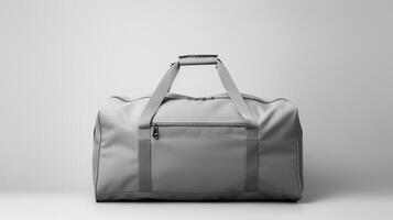 ai genererad grå duffel väska isolerat på vit bakgrund med kopia Plats för annons. ai genererad foto