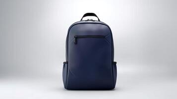 ai genererad Marin blå skola ryggsäck väska isolerat på vit bakgrund med kopia Plats för annons. ai genererad foto