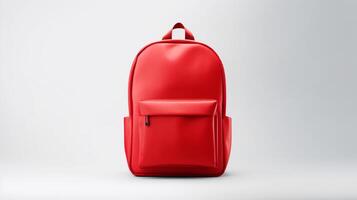 ai genererad röd mode ryggsäck väska isolerat på vit bakgrund med kopia Plats för annons. ai genererad foto