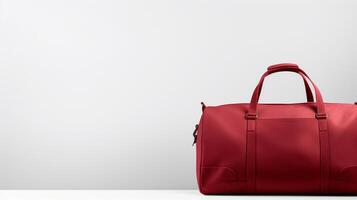 ai genererad röd duffel väska isolerat på vit bakgrund med kopia Plats för annons. ai genererad foto