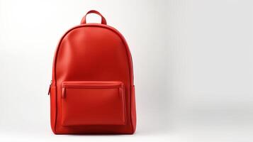 ai genererad röd mode ryggsäck väska isolerat på vit bakgrund med kopia Plats för annons. ai genererad foto