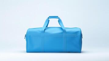 ai genererad blå duffel väska isolerat på vit bakgrund med kopia Plats för annons. ai genererad foto