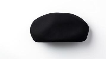 ai genererad Foto av svart basker hatt isolerat på vit bakgrund. ai genererad